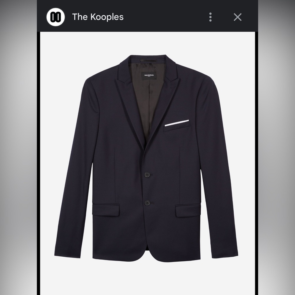 EUC The Kooples Paris Navy 100% wool lined jacket with white pocket accent